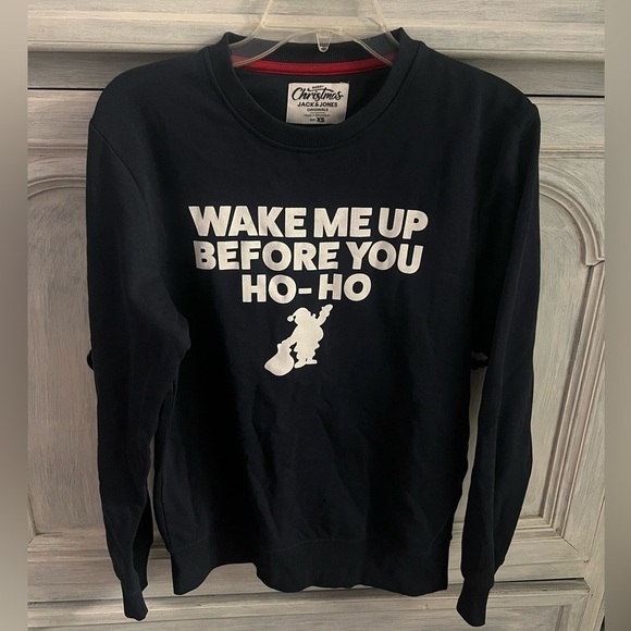 Jack & Jones Wake Me Up Before You‎ Ho-Ho Christmas Sweatshirt - Picture 3 of 6